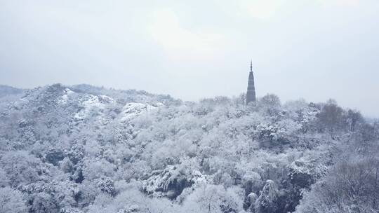 保俶塔 雪景 航拍 西湖 断桥 3