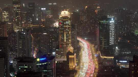 航拍上海 繁华夜景