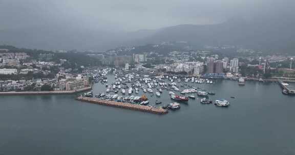 香港西贡码头清晨航拍