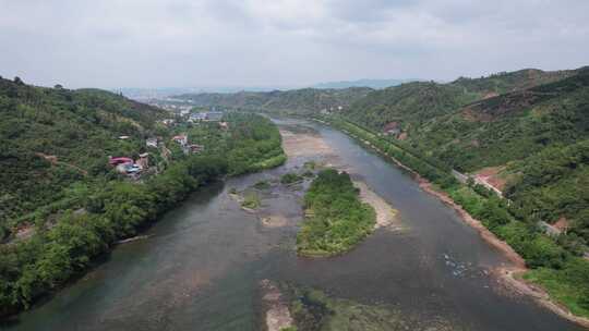 祖国大好河山青山绿水河流航拍