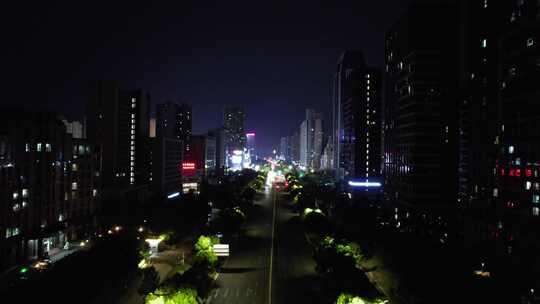 安徽蚌埠东海大道夜景交通航拍