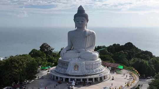 原创 泰国普吉岛大佛寺庙航拍景观