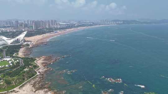 青岛海水黄金浴场海岸线风光