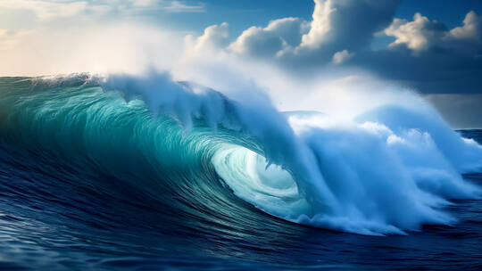 蓝色海洋波涛汹涌