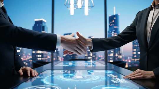 商务人士办公室握手合作场景