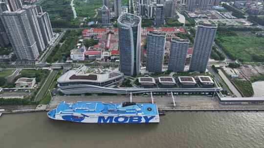中国广东省广州南沙国际邮轮母港视频素材模板下载