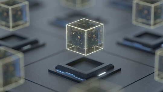 芯片晶体和立方体技术展示