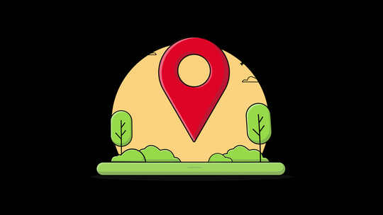 公园中的动画红色地图标记。GPS和导航概视频素材模板下载