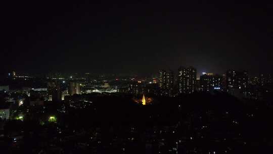 广东阳江北山石塔夜景灯光航拍