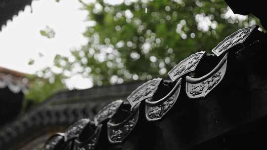 中式屋檐下雨中国传统建筑东方禅意雨天雨滴