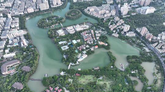 航拍福建福州鼓楼区镇海楼屏山公园