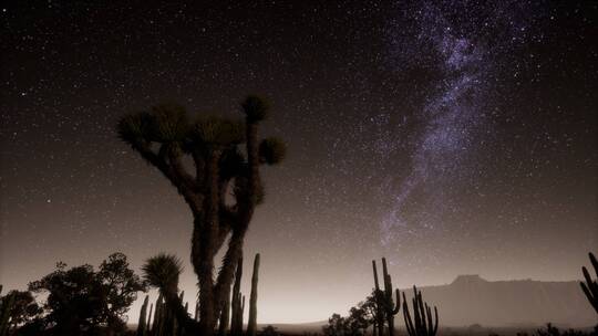 星空下的沙漠景观延时拍摄
