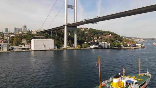 轮渡船伊斯坦布尔大桥视频素材模板下载