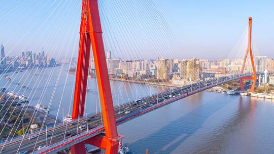 4k延时航拍上海杨浦大桥合集