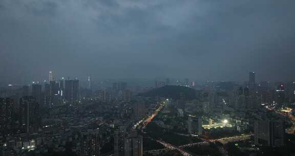 深圳罗湖区夜景航拍