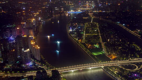 广州珠江区域夜景延时