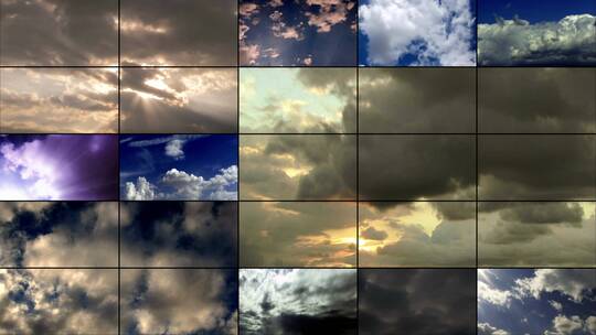 不同天气的云层景观拼贴动画