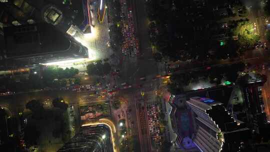 广州天河区夜景航拍视频素材模板下载