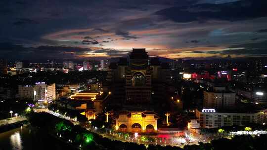 广西玉林云天文化城夜景航拍