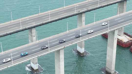 福建省福州市平潭海峡大桥海峡公铁大桥航拍视频素材模板下载