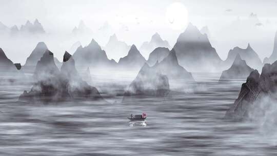 水墨山水古风意境画面