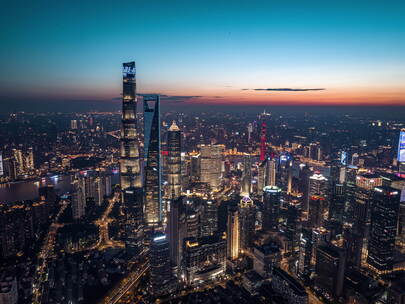 上海陆家嘴航拍夜景