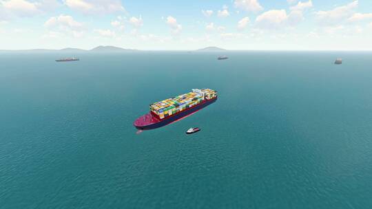 三维海上货轮运输动画