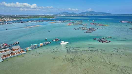 海南陵水疍家鱼排玻璃海海湾玻璃海航拍