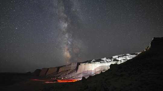 4K无人区新疆罗布泊大海道日出星空夜晚