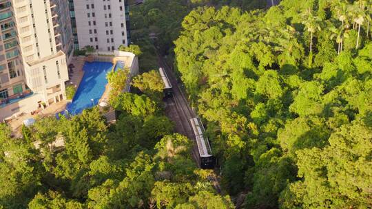 香港山顶缆车航拍视频旅游景点