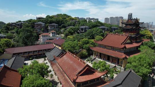 杭州萧山复兴寺航拍视频视频素材模板下载