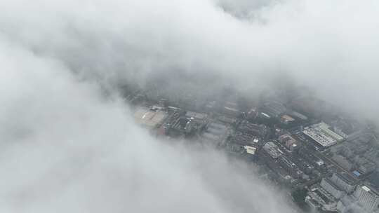 航拍福建福州仓山区高空云雾风光美景