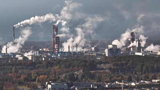 工业园区碳排放大气污染视频素材模板下载