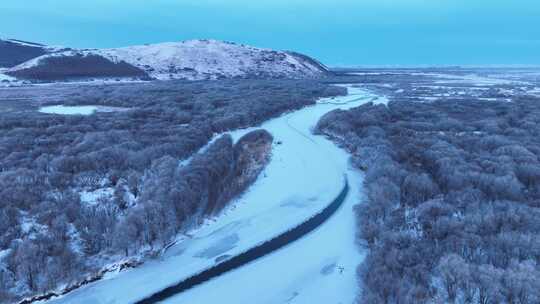 内蒙古扎敦河湿地雪景视频素材模板下载