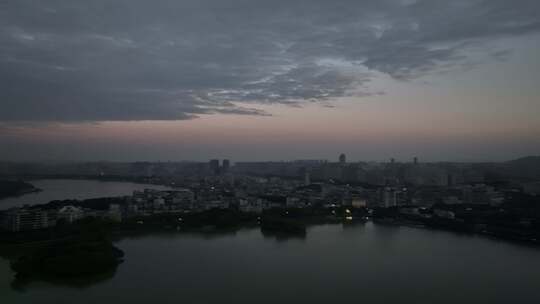 惠州惠城区傍晚夕阳航拍