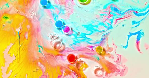 彩色流体震撼浩瀚海浪微观泡泡颜料墨水分镜