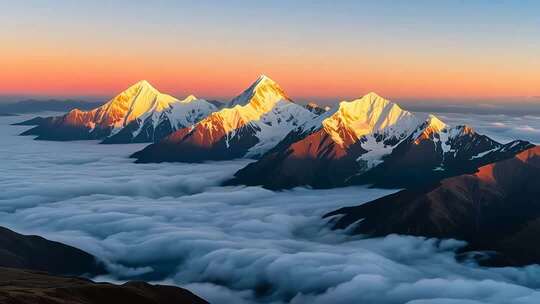 川西超美雪山日出云海4K