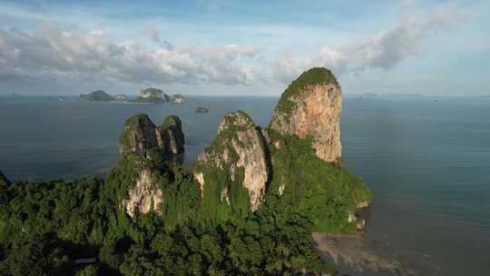 泰国甲米莱雷海岛清晨日出海滨风情自然风光