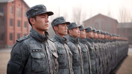 队列整齐的中国军人展现威严与决心
