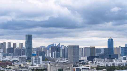 杭州滨江城市建筑与天空乌云延时