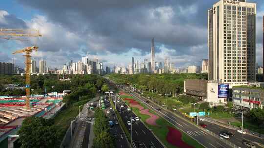 城市风光航拍-深圳福田区香蜜湖街道