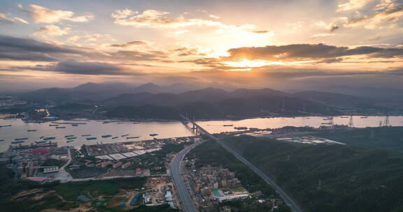 江门崖门大桥虎跳门耶稣光延时