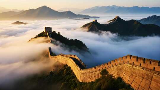 【4K画质】中国万里长城绝美长城日出云海