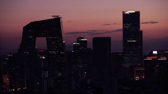 北京黄昏俯瞰城市空镜