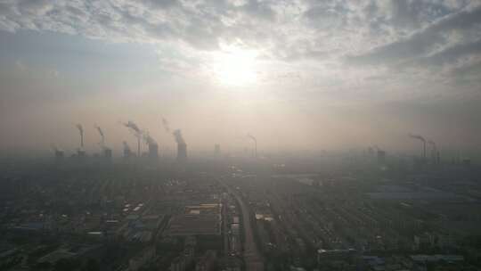 环境污染工业排烟雾霾航拍视频素材模板下载