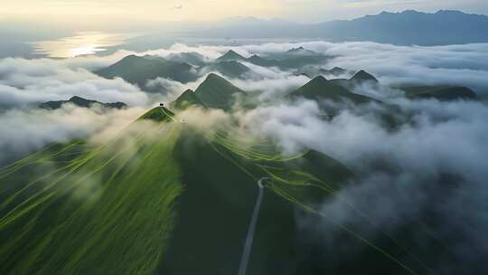 航拍中国自然风光山川河流延时