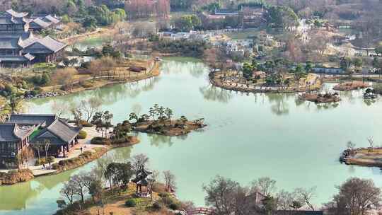 航拍瘦西湖风景区大明寺观音山园林寺庙