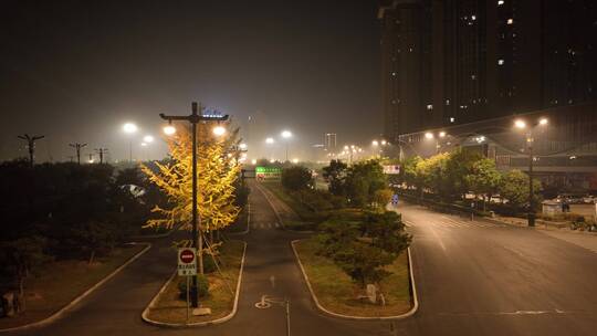 疫情下洛阳城市交通夜景