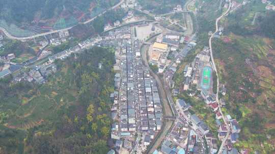 农村集贸市场菜市场农贸市场集市赶集航拍