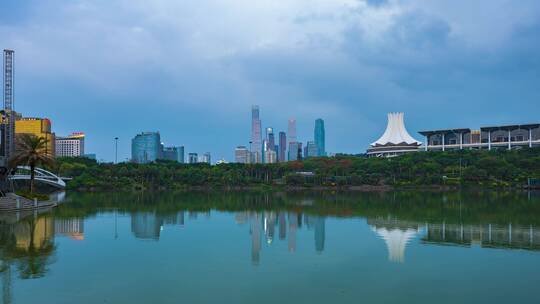 广西南宁民歌湖城市天际线